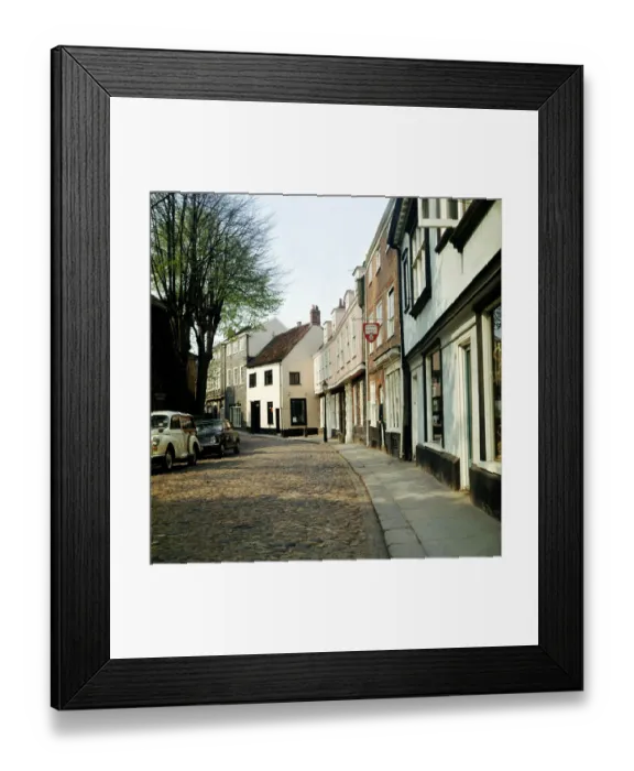 Framed Print : Norwich East Anglia England General Views - Street Scene Elm Hill cobble street Framed Print : Norwich East Anglia England General Views - Street Scene Elm Hill cobble street