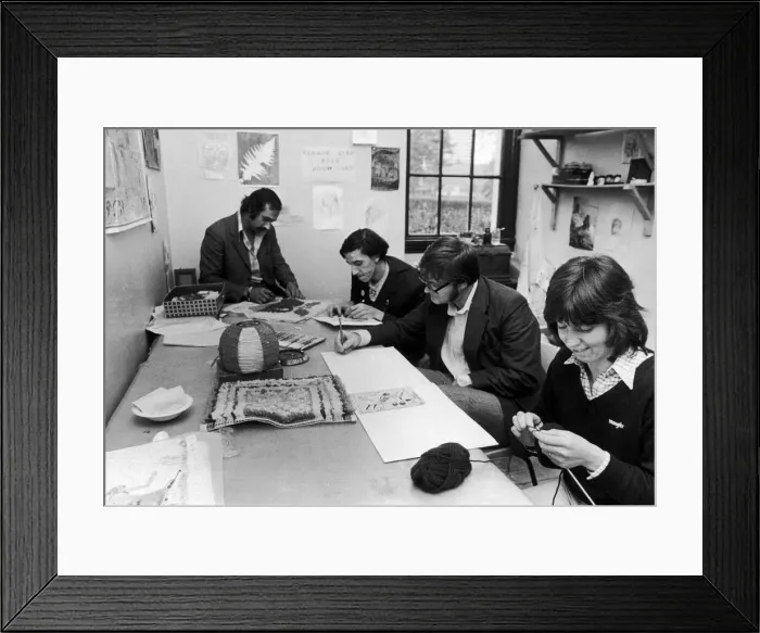 Framed Print : Scenes inside Norton House showing visitors using the arts Framed Print : Scenes inside Norton House showing visitors using the arts