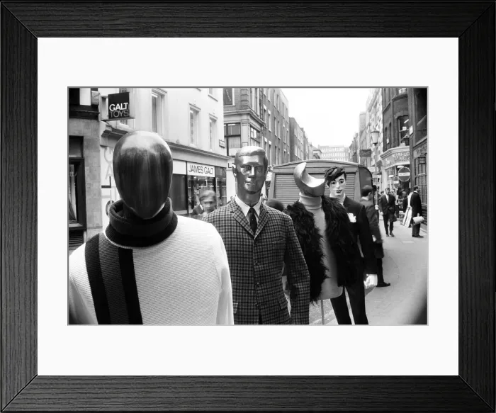Framed Print : Mens Fashions, Mannequins in Carnaby Street, 31st March 1966 Framed Print : Mens Fashions, Mannequins in Carnaby Street, 31st March 1966