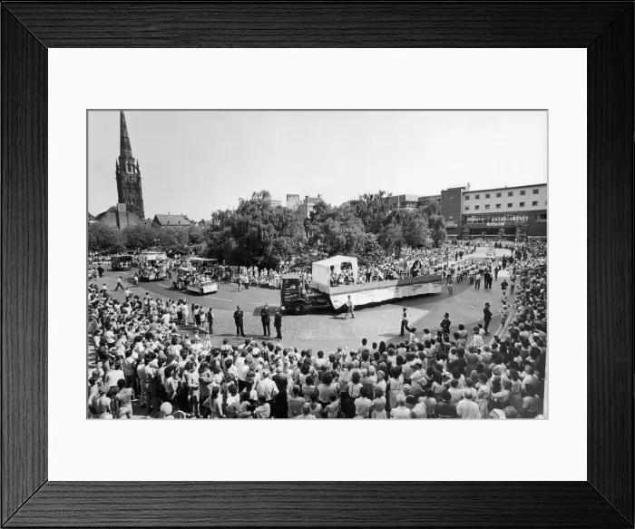Framed Print : The 1984 Coventry Carnival procession seen here passing through Broadgate 9th June 1984 Framed Print : The 1984 Coventry Carnival procession seen here passing through Broadgate 9th June 1984