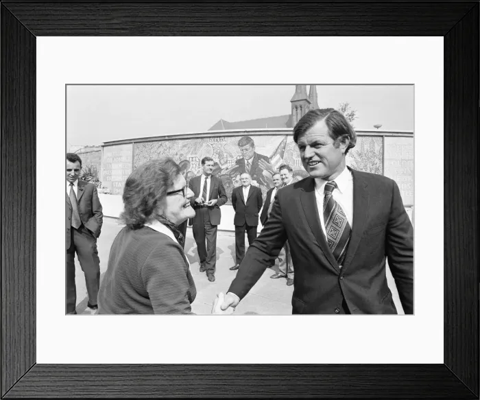 Framed Print : Senator Edward Kennedy and his party at the memorial to his brother, John Framed Print : Senator Edward Kennedy and his party at the memorial to his brother, John