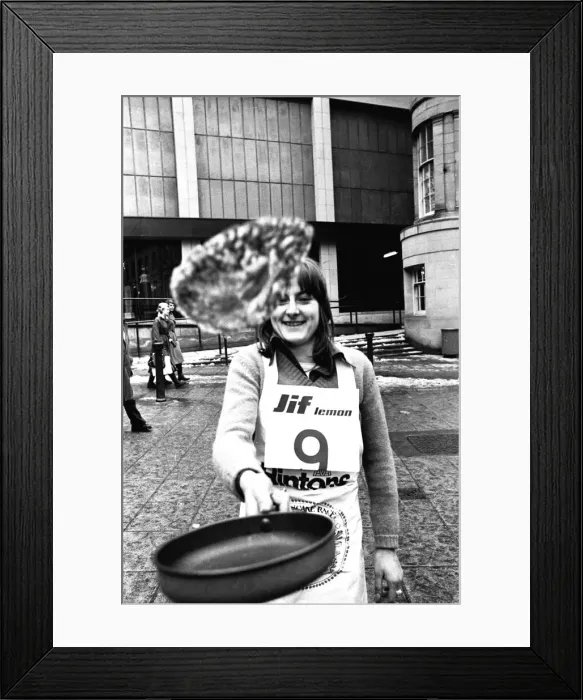 Framed Print : The Shrove Tuesday Jiff Lemons Pancake Race in Clayton Street Framed Print : The Shrove Tuesday Jiff Lemons Pancake Race in Clayton Street