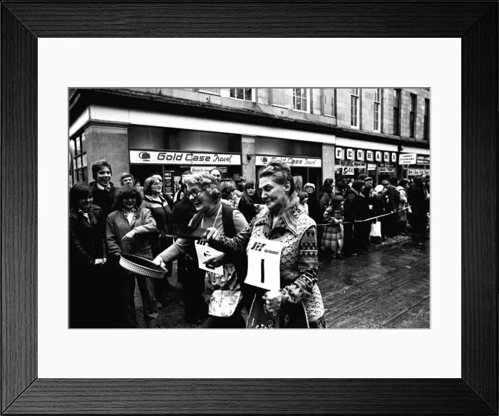 Framed Print : The Shrove Tuesday Jiff Lemons Pancake Race in Clayton Street Framed Print : The Shrove Tuesday Jiff Lemons Pancake Race in Clayton Street