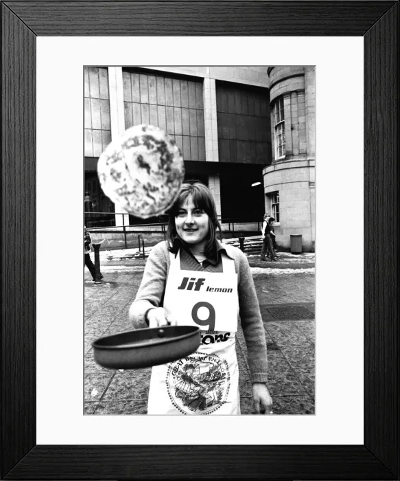Framed Print : The Shrove Tuesday Jiff Lemons Pancake Race in Clayton Street Framed Print : The Shrove Tuesday Jiff Lemons Pancake Race in Clayton Street