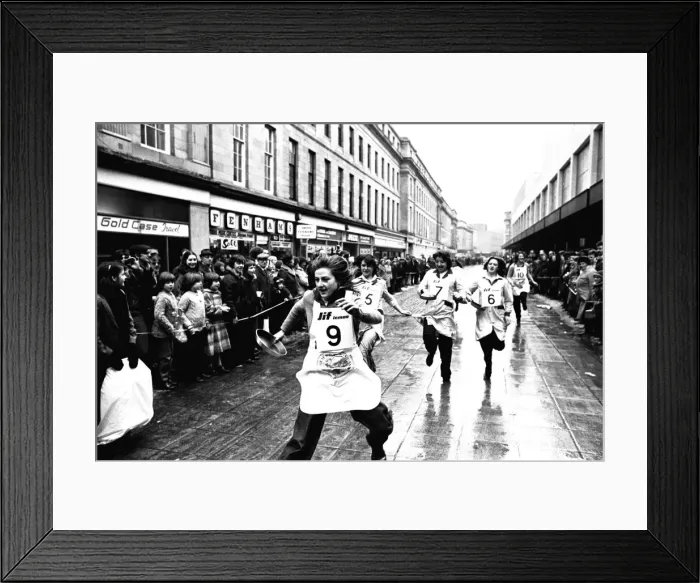 Framed Print : The Shrove Tuesday Jiff Lemons Pancake Race in Clayton Street Framed Print : The Shrove Tuesday Jiff Lemons Pancake Race in Clayton Street