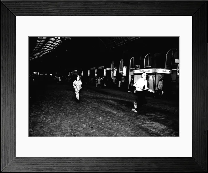 Framed Print : A pancake race at Newcastle Central Station on 15th February 1983 Framed Print : A pancake race at Newcastle Central Station on 15th February 1983