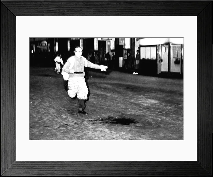 Framed Print : A pancake race at Newcastle Central Station on 15th February 1983 Framed Print : A pancake race at Newcastle Central Station on 15th February 1983