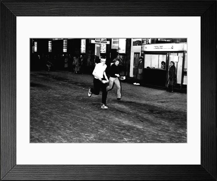Framed Print : A pancake race at Newcastle Central Station on 15th February 1983 Framed Print : A pancake race at Newcastle Central Station on 15th February 1983