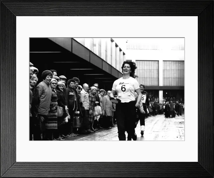 Framed Print : The Shrove Tuesday Jiff Lemons Pancake Race in Clayton Street Framed Print : The Shrove Tuesday Jiff Lemons Pancake Race in Clayton Street