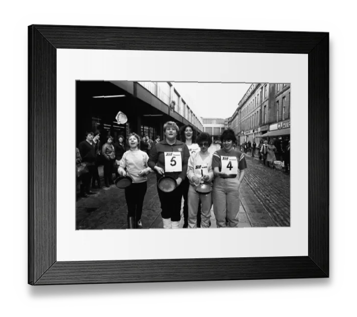 Framed Print : The Shrove Tuesday Jiff Lemons Pancake Race in Clayton Street Framed Print : The Shrove Tuesday Jiff Lemons Pancake Race in Clayton Street