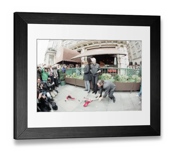 Framed Print : John Entwistle, Pete Townshend and singer Roger Daltrey of The Who rock group pat