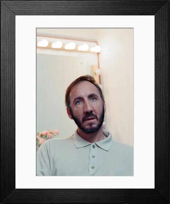 Framed Print : Pete Townshend of British rock group The Who backstage before at the Birmingham NEC Arena Framed Print : Pete Townshend of British rock group The Who backstage before at the Birmingham NEC Arena