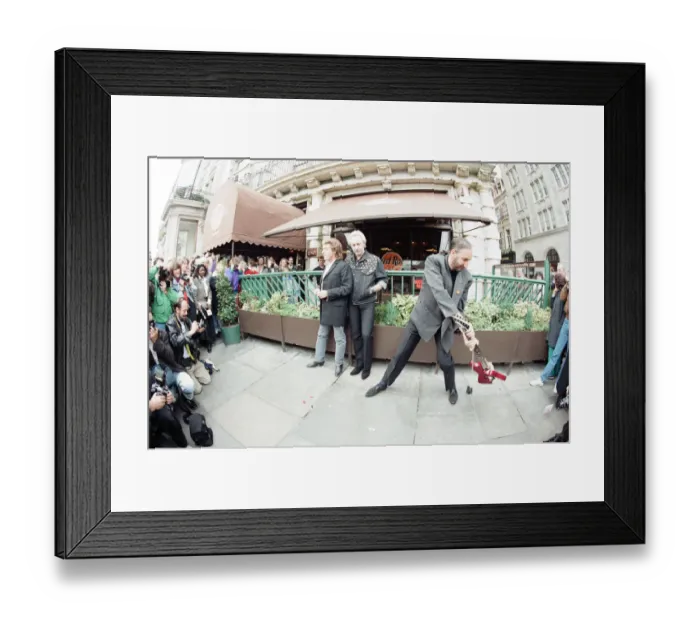 Framed Print : John Entwistle, Pete Townshend and singer Roger Daltrey of The Who rock group pat