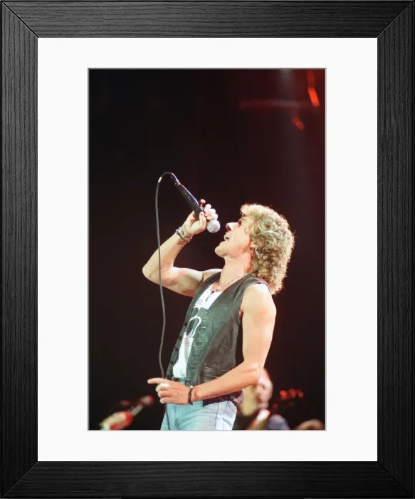 Framed Print : British rock group The Who performing on stage at the Birmingham NEC Arena during