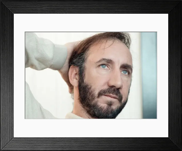 Framed Print : Pete Townshend of British rock group The Who backstage before at the Birmingham NEC Arena Framed Print : Pete Townshend of British rock group The Who backstage before at the Birmingham NEC Arena