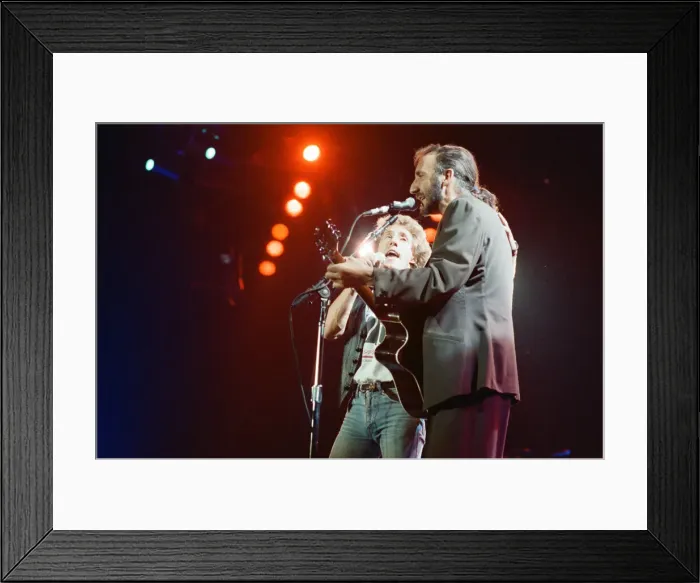 Framed Print : British rock group The Who performing on stage at the Birmingham NEC Arena during