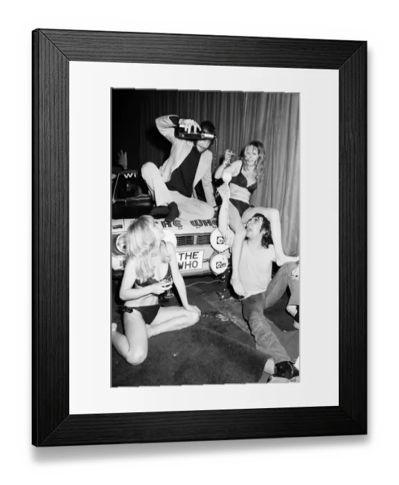 Framed Print : Members of The Who rock group Keith Moon and Pete Townshend at a launch for the &pound