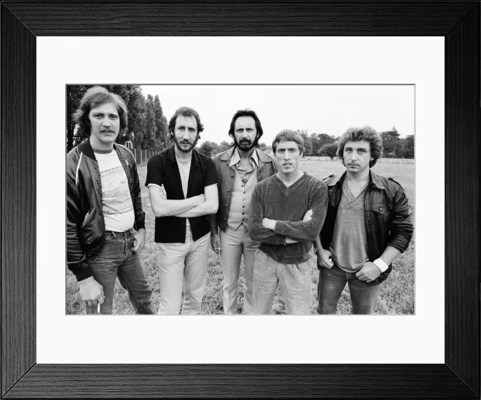 Framed Print : Members of the British rock group The Who pose for pictures after new drummer Kenney Framed Print : Members of the British rock group The Who pose for pictures after new drummer Kenney