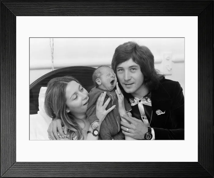 Framed Print : Drummer Kenney Jones of the Faces pop group with his wife Jan at the Welbeck Street Framed Print : Drummer Kenney Jones of the Faces pop group with his wife Jan at the Welbeck Street