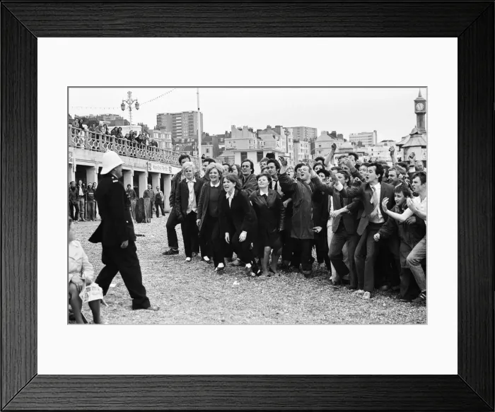 Framed Print : Filming of Quadrophenia in Brighton, based on the Mods and Rockers battles of the mid