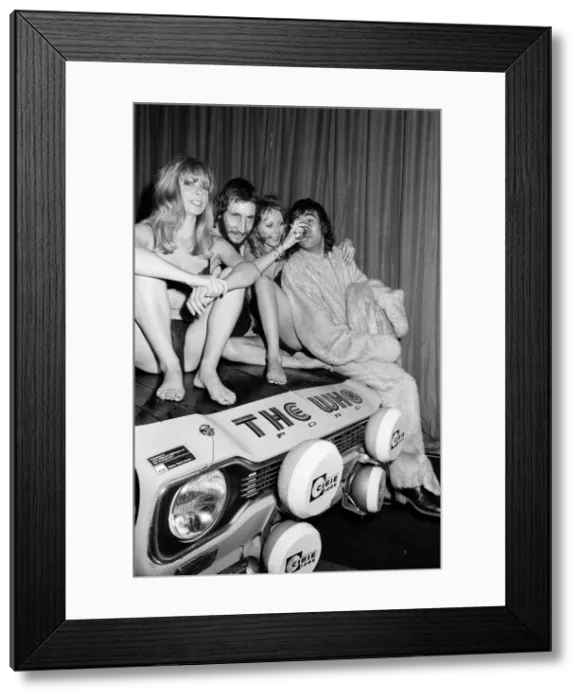 Framed Print : Members of The Who rock group Keith Moon and Pete Townshend at a launch for the &pound