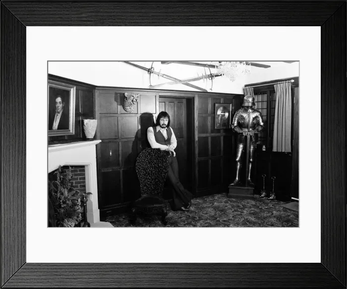 Framed Print : Bass guitarist of The Who rock group John Entwistle pictured at his home in Ealing Framed Print : Bass guitarist of The Who rock group John Entwistle pictured at his home in Ealing