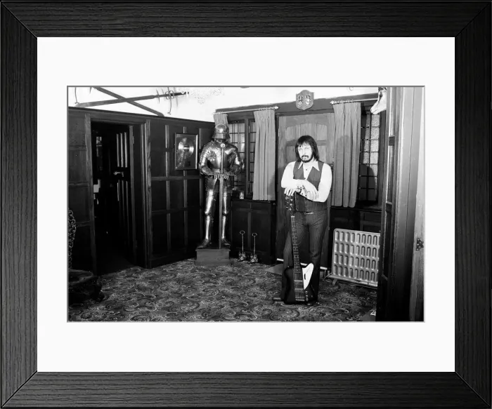 Framed Print : Bass guitarist of The Who rock group John Entwistle pictured at his home in Ealing Framed Print : Bass guitarist of The Who rock group John Entwistle pictured at his home in Ealing