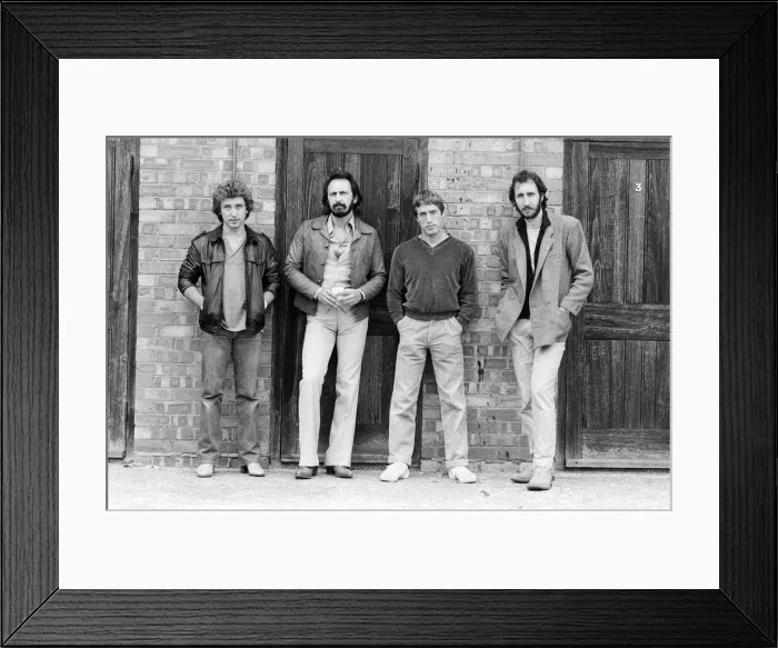 Framed Print : Members of the British rock group The Who pose for pictures after new drummer Kenney Framed Print : Members of the British rock group The Who pose for pictures after new drummer Kenney