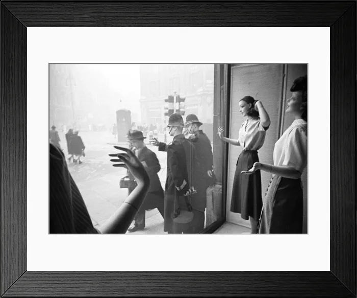 Framed Print : Scenes from inside the shop window at Peter Robinsons Department Store, London Framed Print : Scenes from inside the shop window at Peter Robinsons Department Store, London