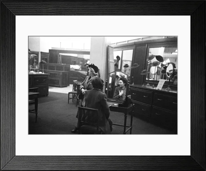 Framed Print : Scenes from inside the shop window at Peter Robinsons Department Store, London Framed Print : Scenes from inside the shop window at Peter Robinsons Department Store, London