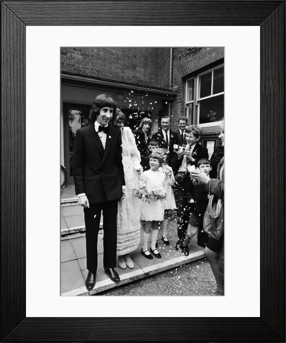 Framed Print : Wedding of Pete Townshend of British rock group The Who and Karen Astley Framed Print : Wedding of Pete Townshend of British rock group The Who and Karen Astley