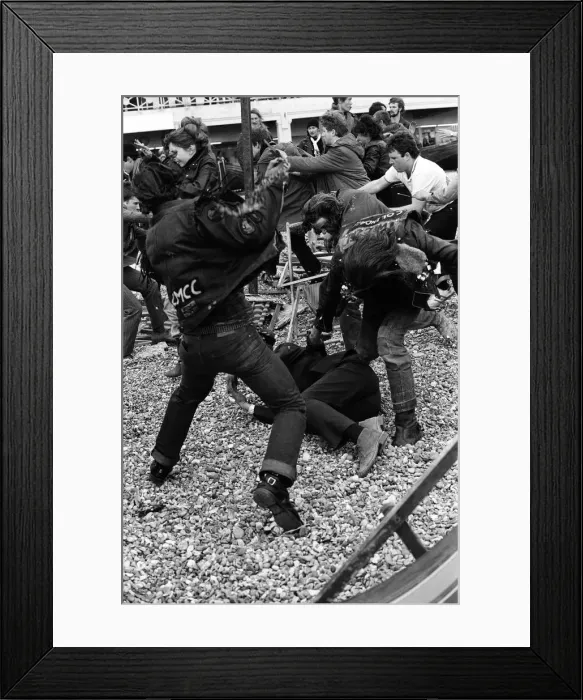 Framed Print : Filming of Quadrophenia in Brighton, based on the Mods and Rockers battles of the mid
