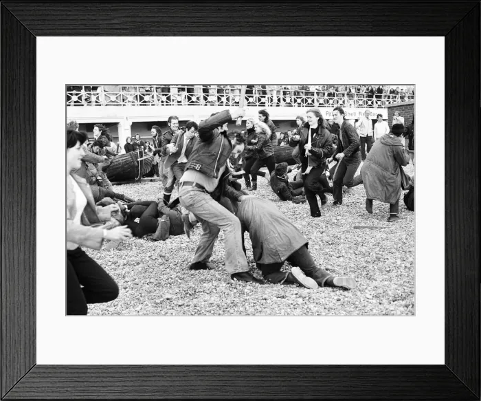 Framed Print : Filming of Quadrophenia in Brighton, based on the Mods and Rockers battles of the mid