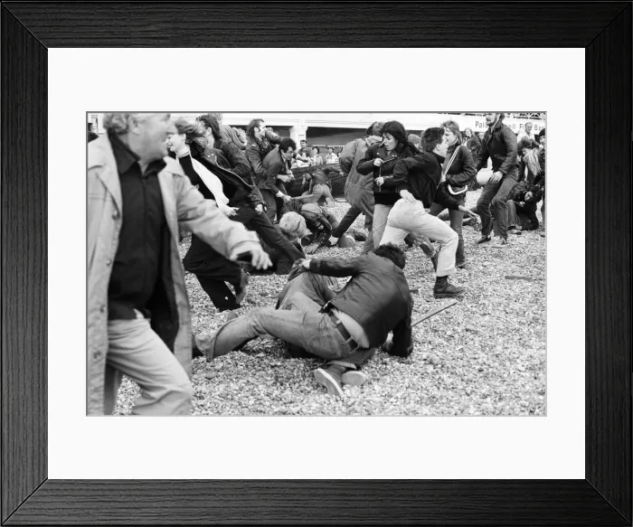 Framed Print : Filming of Quadrophenia in Brighton, based on the Mods and Rockers battles of the mid Framed Print : Filming of Quadrophenia in Brighton, based on the Mods and Rockers battles of the mid