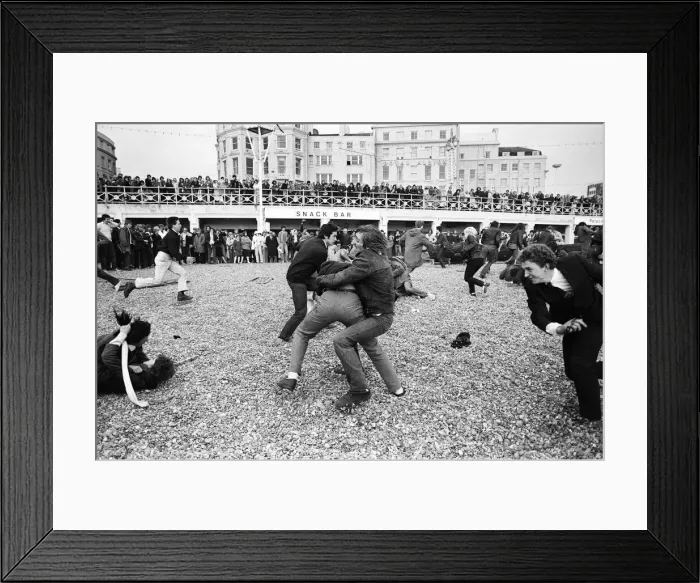 Framed Print : Filming of Quadrophenia in Brighton, based on the Mods and Rockers battles of the mid