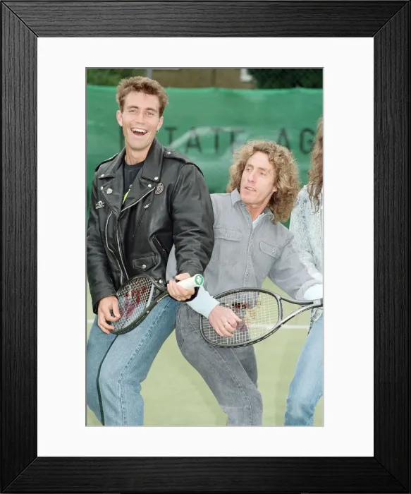 Framed Print : Roger Daltrey, singer of British rock group The Who with Australian tennis player Pat