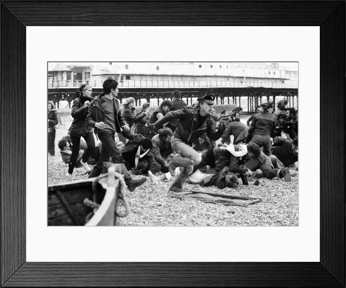 Framed Print : Filming of Quadrophenia in Brighton, based on the Mods and Rockers battles of the mid