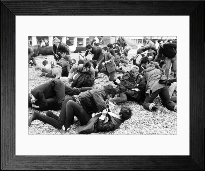 Framed Print : Filming of Quadrophenia in Brighton, based on the Mods and Rockers battles of the mid