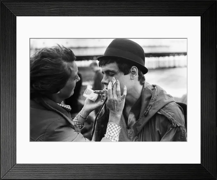 Framed Print : Filming of Quadrophenia in Brighton, based on the Mods and Rockers battles of the mid Framed Print : Filming of Quadrophenia in Brighton, based on the Mods and Rockers battles of the mid