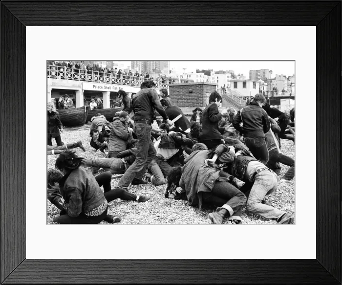 Framed Print : Filming of Quadrophenia in Brighton, based on the Mods and Rockers battles of the mid