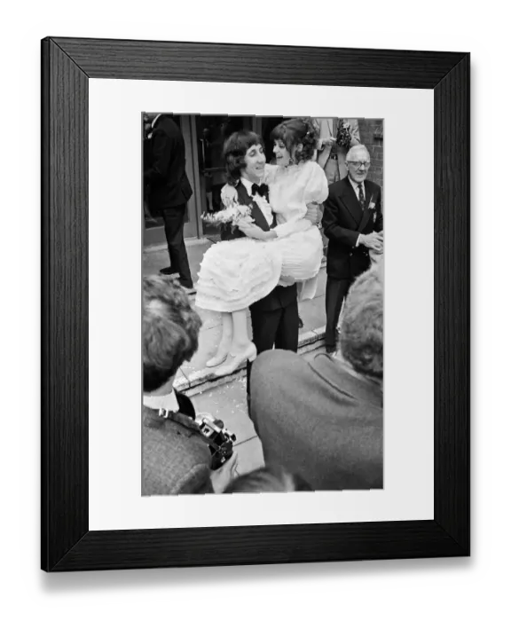 Framed Print : Wedding of The Who rock group guitarist Pete Townshend and Karen Astley at Didcot