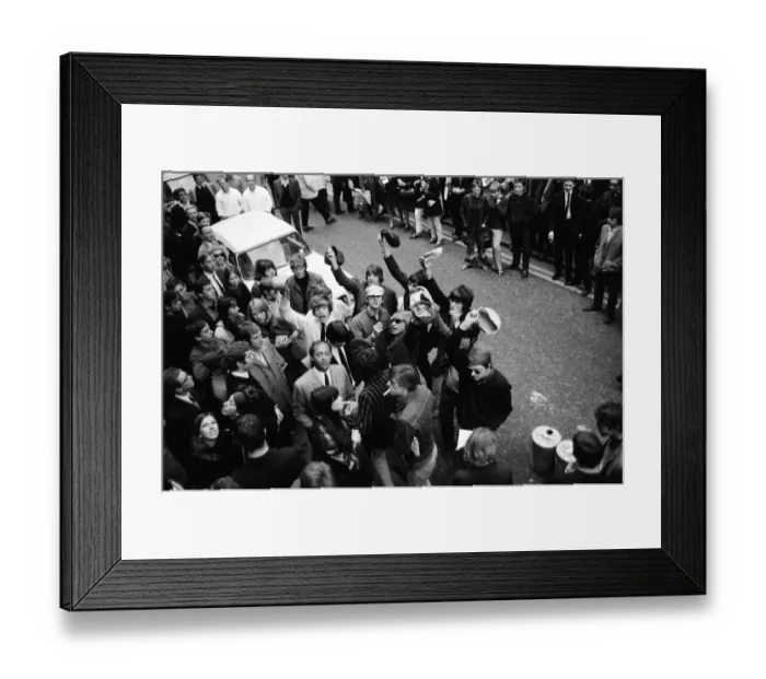 Framed Print : Pop stars meet in Carnaby Street, London to become founder members of an anti bowler hat