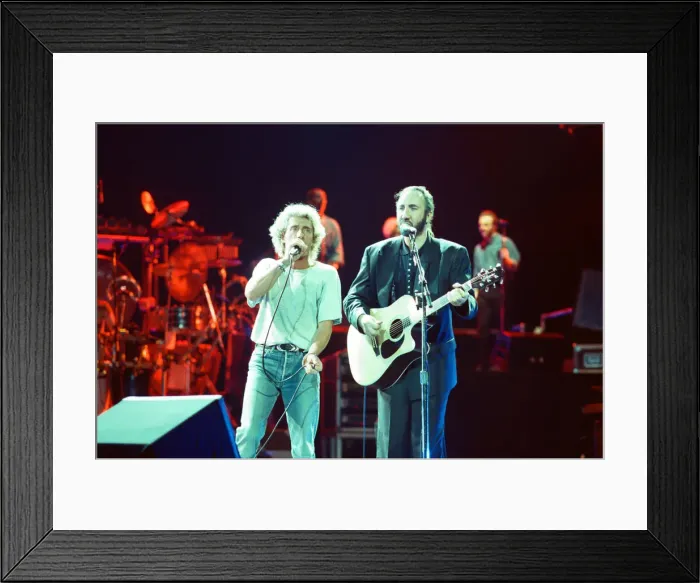 Framed Print : The Who rock group performing on stage in America during their reunion tour in Framed Print : The Who rock group performing on stage in America during their reunion tour in