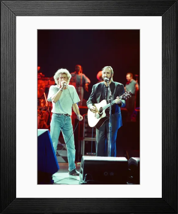 Framed Print : The Who rock group performing on stage in America during their reunion tour in Framed Print : The Who rock group performing on stage in America during their reunion tour in