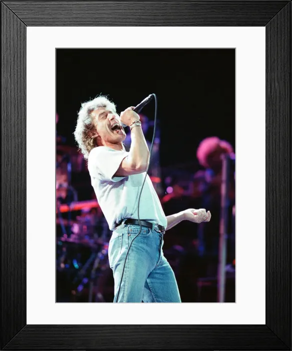 Framed Print : The Who rock group performing on stage in America during their reunion tour in Framed Print : The Who rock group performing on stage in America during their reunion tour in