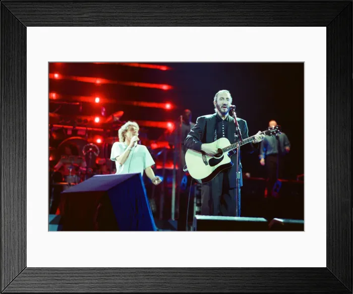 Framed Print : The Who rock group performing on stage in America during their reunion tour in Framed Print : The Who rock group performing on stage in America during their reunion tour in