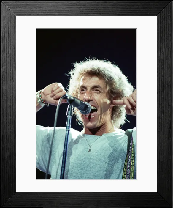 Framed Print : The Who rock group performing on stage in America during their reunion tour in Framed Print : The Who rock group performing on stage in America during their reunion tour in