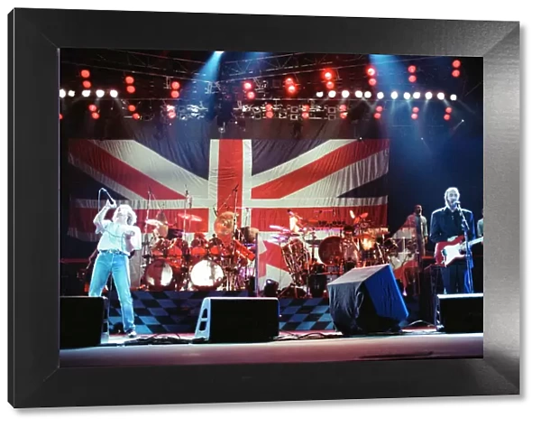 The Who rock group performing on stage in America during their reunion tour in