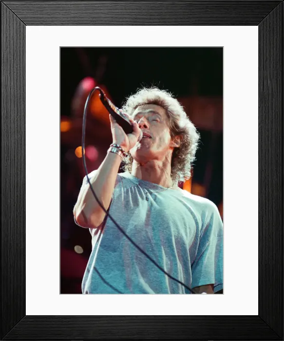 Framed Print : The Who rock group performing on stage in America during their reunion tour in Framed Print : The Who rock group performing on stage in America during their reunion tour in