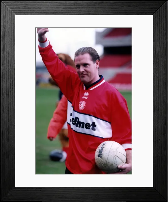 Framed Print : Footballer Paul Gascoigne - Gazza Paul Gascoigne is unveiled as a Middlesbrough Framed Print : Footballer Paul Gascoigne - Gazza Paul Gascoigne is unveiled as a Middlesbrough